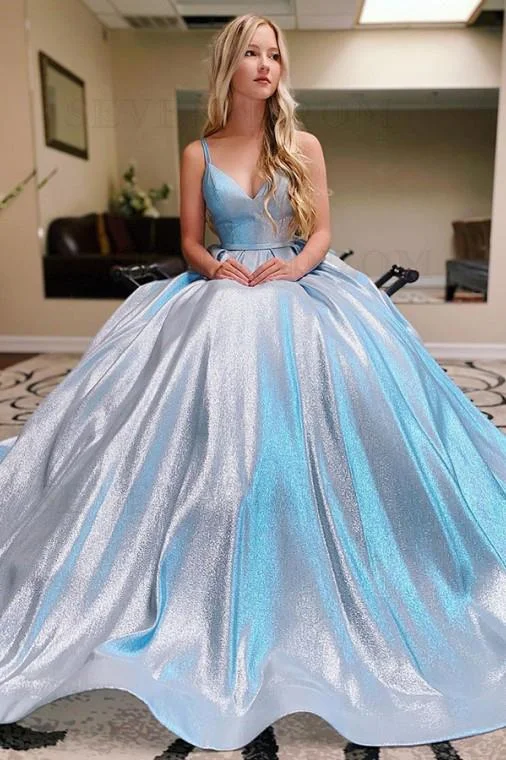 Midnight Madness Spaghetti Straps V Neck Floor Length Shiny Sexy Evening Dresses Long Prom Dresses