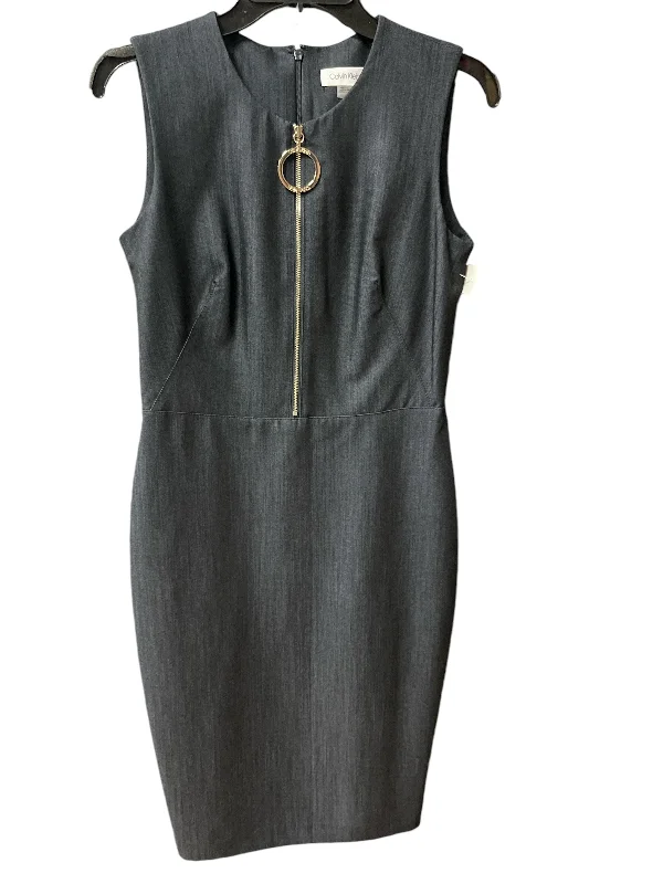 Super Bargain Dress Work By Calvin Klein In Blue Denim, Size: 4