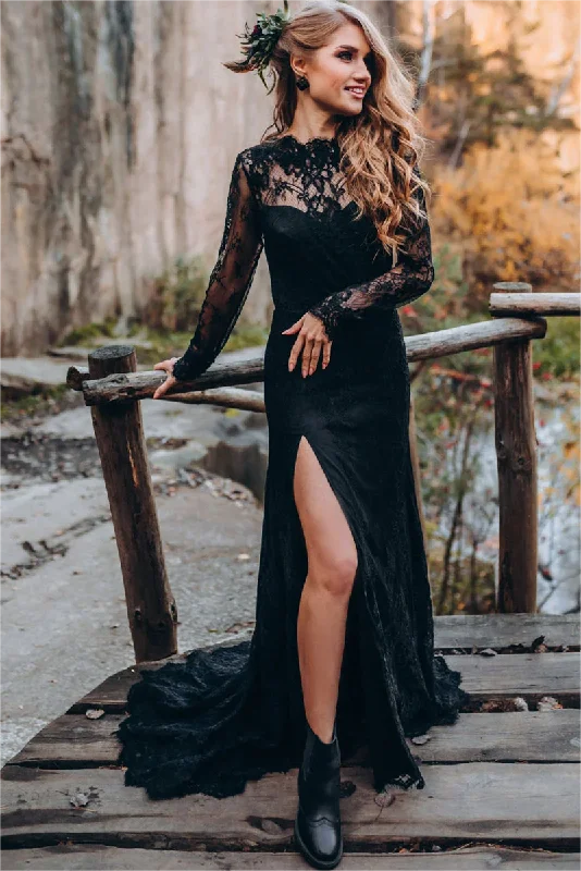 Special Savings Black Sweetheart Long Sleeves Lace Backless Wedding Dresses