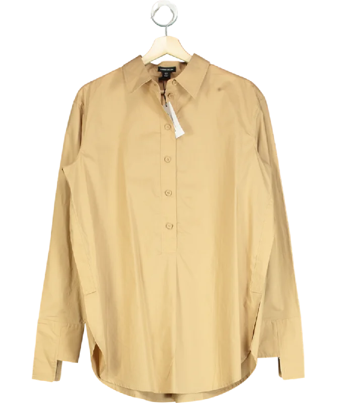 Deal Explosion Karen Millen Beige The Founder Cotton Poplin Woven Shirt UK 10