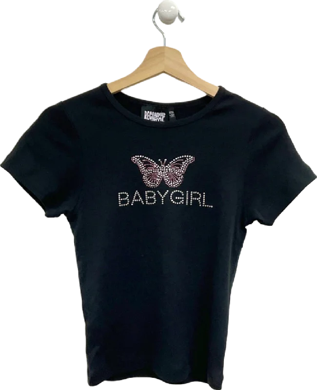 Discount Extravaganza Reclaimed Vintage Black Babygirl T-Shirt UK 10