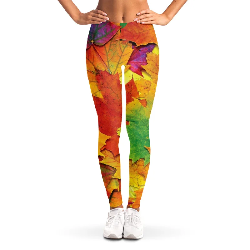Anniversary Sale Autumn Maple Leaves Print Women's Leggings
