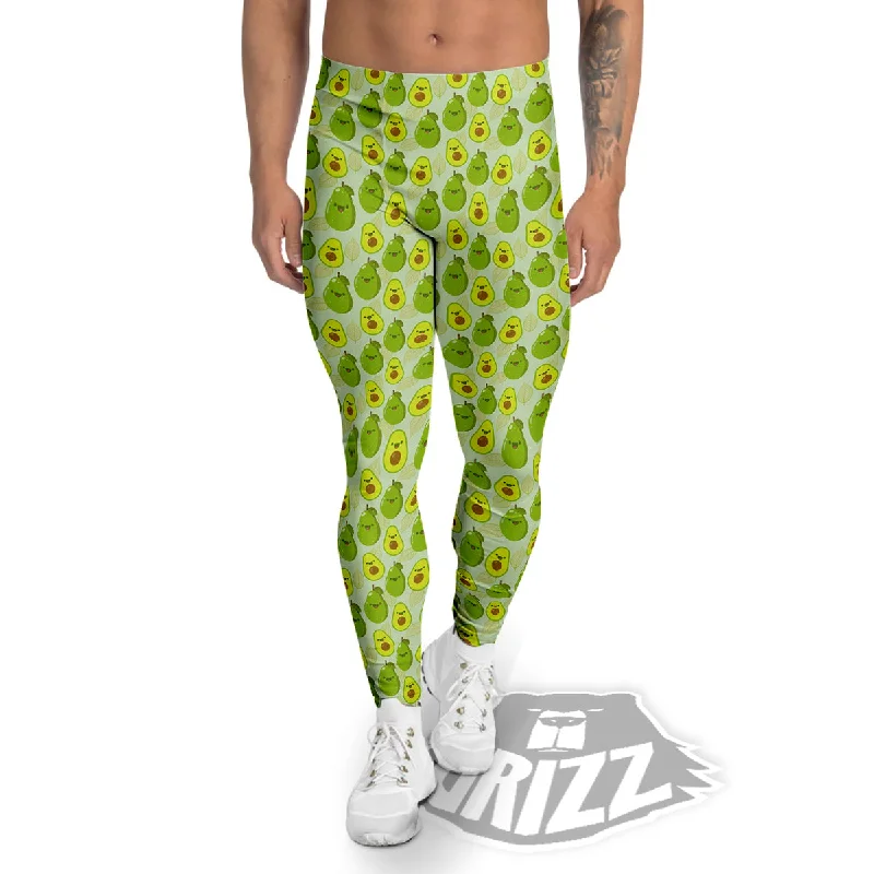 Act Now Avocado Cartoon Print Pattern Men's Leggings