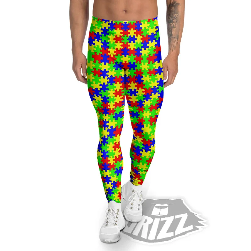 Unbeatable Prices Awareness Jigsaw Colorful Autism Print Men's Leggings