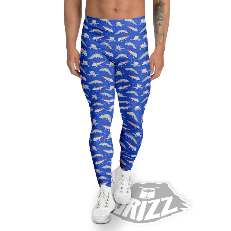 Take Advantage Axolotl Blue Print Pattern Men's Leggings