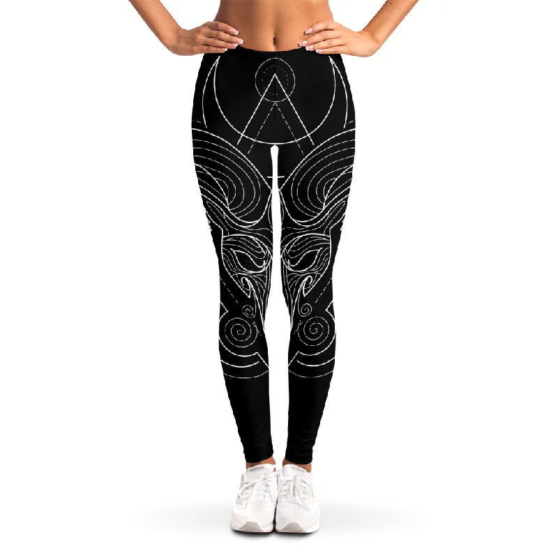 Take Advantage Black And White Aries Sign Print Women's Leggings