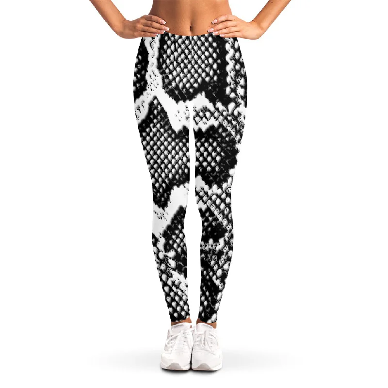Best Deals Black And White Snakeskin Print Women's Leggings