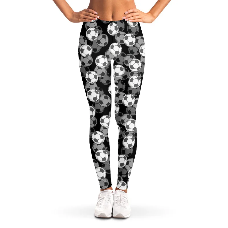 YEAR-End Clearance Black And White Soccer Ball Print Women's Leggings