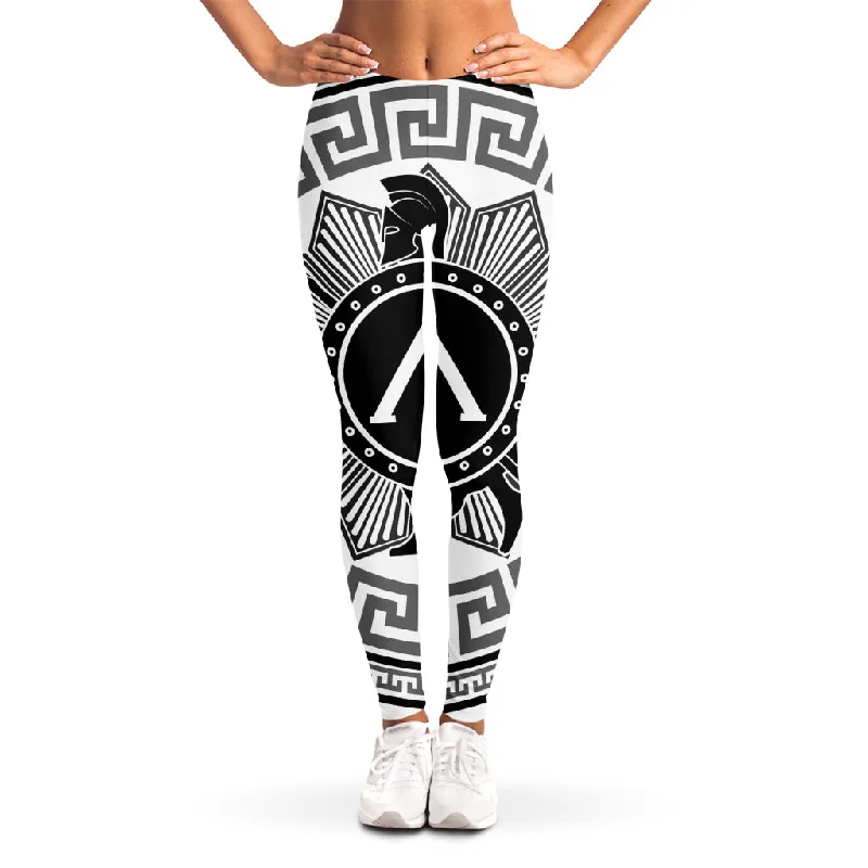 TIME-Limited Offer Black And White Spartan Warrior Print Women's Leggings