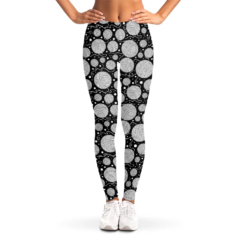 New Arrival Black And White Yarn Pattern Print Women's Leggings