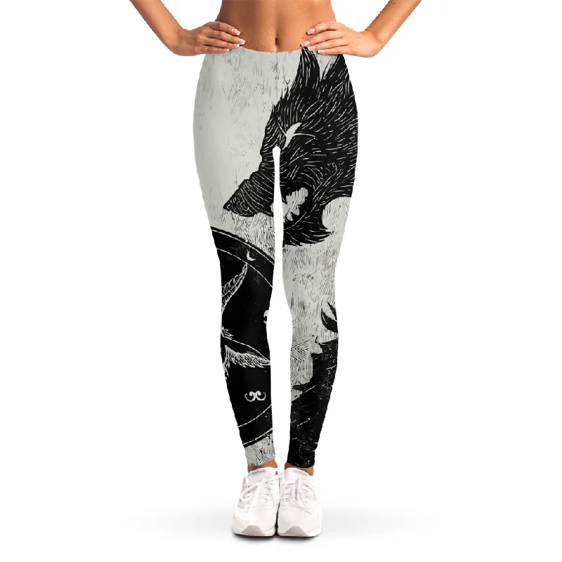 Deal of the Week Black Demon Wolf Print Women's Leggings