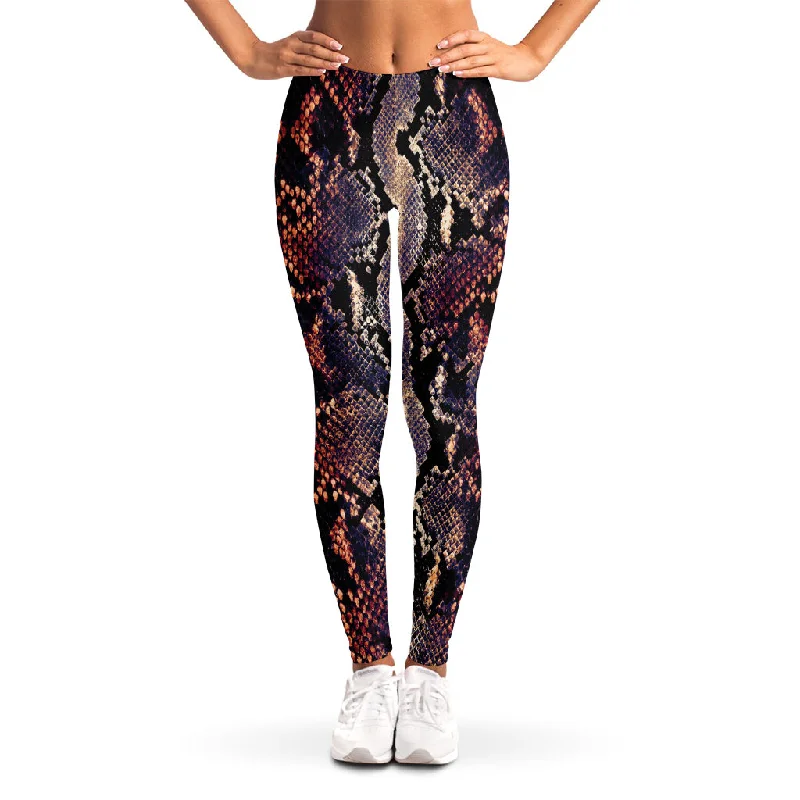 Sale Event Blue And Red Snakeskin Print Women's Leggings