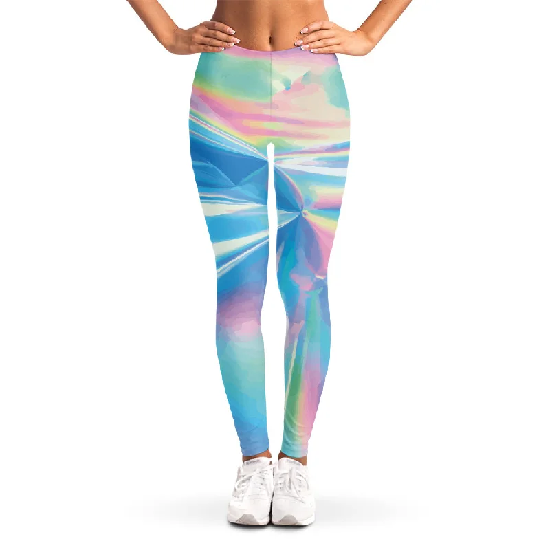 Early Access Blue Holographic Print Women's Leggings