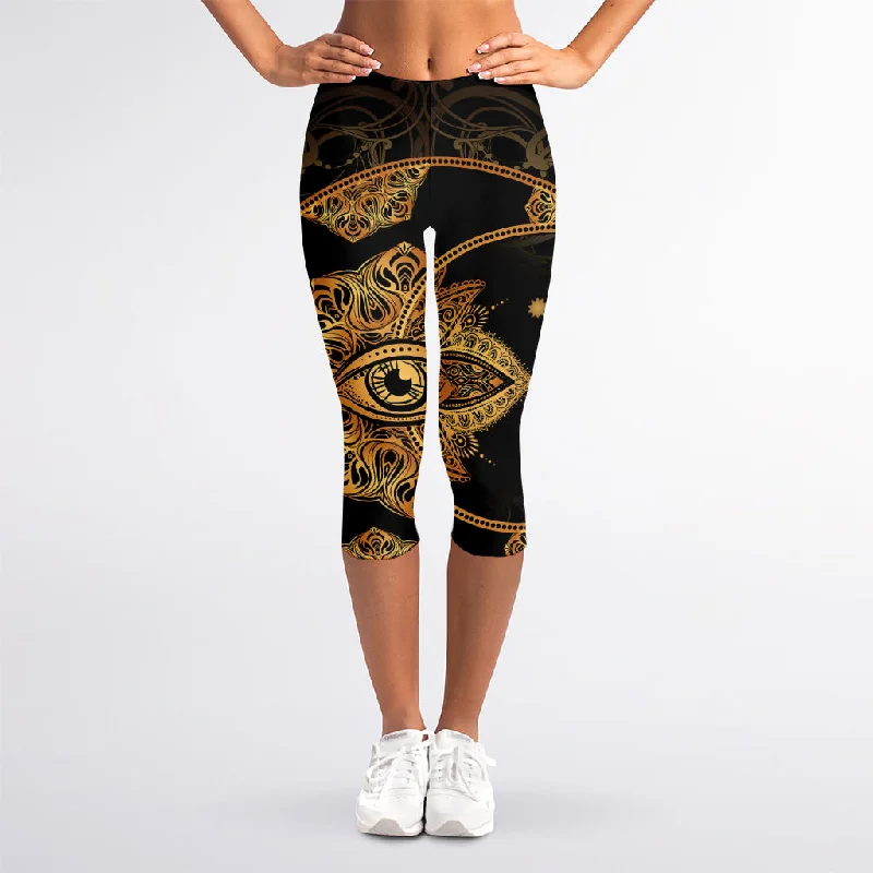Big Savings Bohemian Sun And Moon Print Women's Capri Leggings