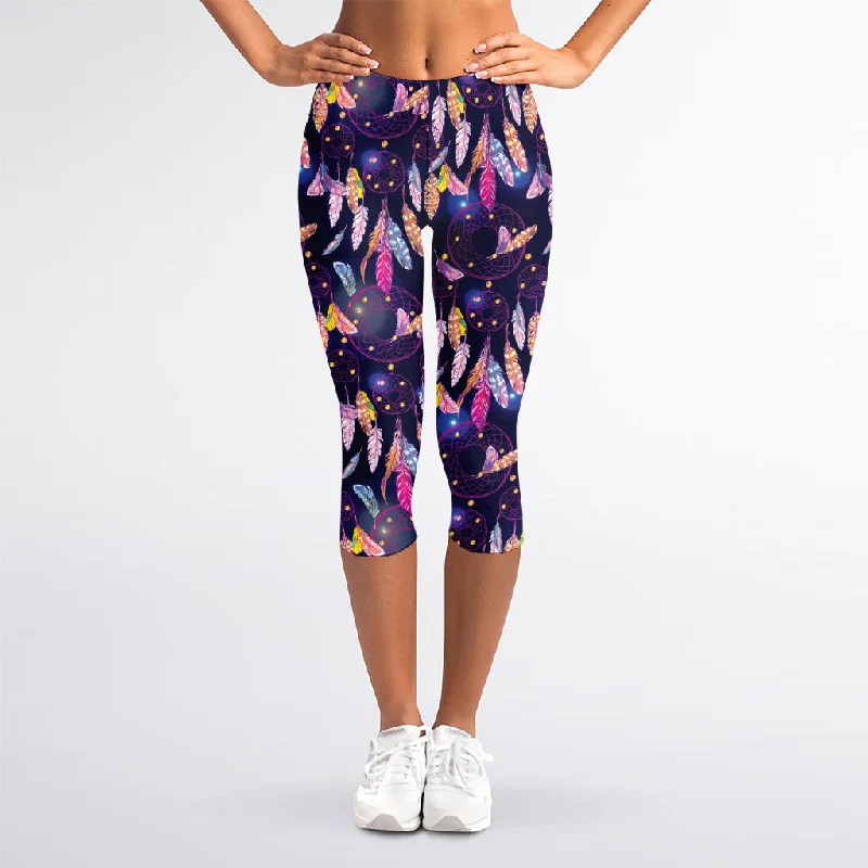 Today’s Deal Boho Dream Catcher Pattern Print Women's Capri Leggings