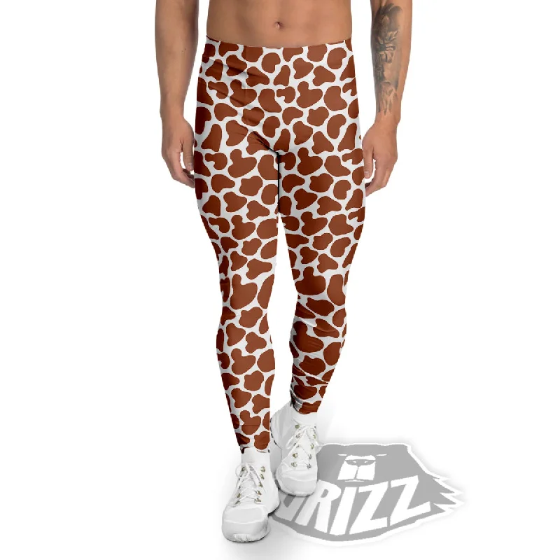 New Deals Brown Chocolate And White Cow Print Men's Leggings