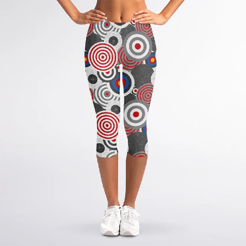 YEAR-End Sale Bullseye Target Pattern Print Women's Capri Leggings