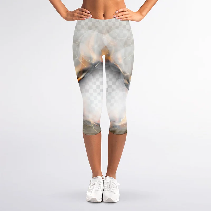 Super Sale Burning Hole Print Women's Capri Leggings