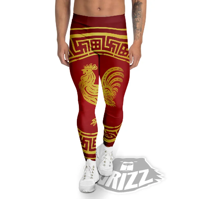 Instant Savings Chinese New Year Rooster Print Men's Leggings