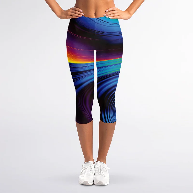 Limited Edition Colorful Psychedelic Print Women's Capri Leggings