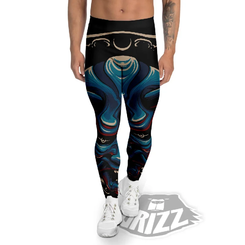 Midnight Sale Demon Japanese Blue Print Men's Leggings