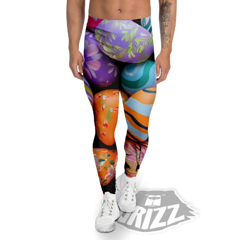 Online Only Easter Eggs Colorful Print Men's Leggings