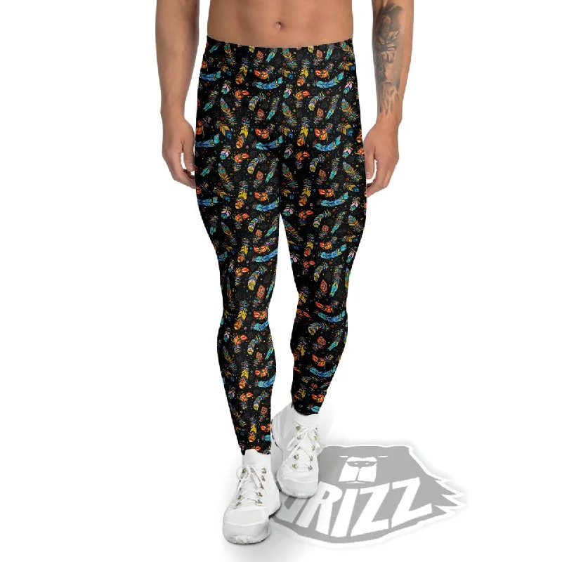 Blowout Deals Feather Boho Print Pattern Men's Leggings