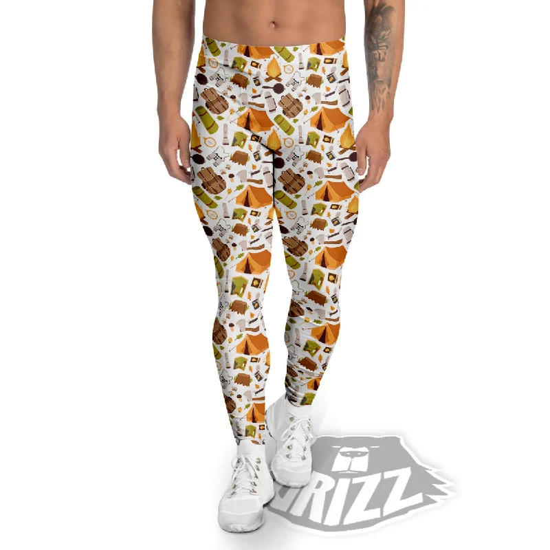Value Deals Fire Camping Print Pattern Men's Leggings