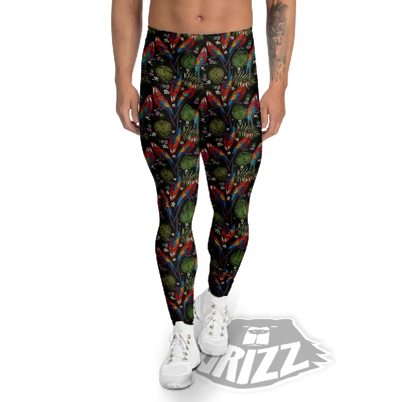 Low Prices Parrot Embroidery Print Pattern Men's Leggings