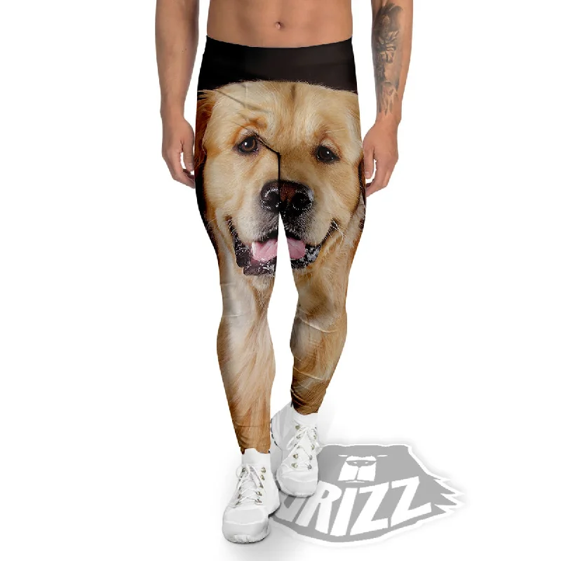 Super Sale Portrait Golden Retriever Print Men's Leggings