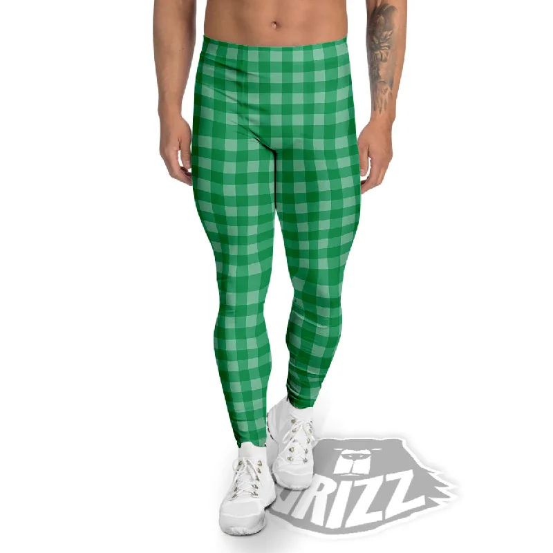 Savings Galore Saint Patrick's Day Green Tartan Print Men's Leggings