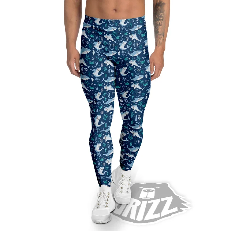 Daily Specials Shark Cute Print Pattern Men's Leggings