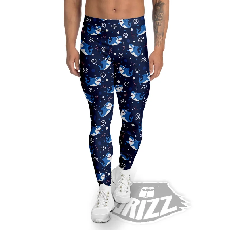 Exclusive Offers Shark Cute White Print Pattern Men's Leggings