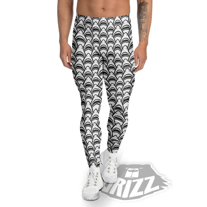 Can't Be Beat Shark Doodle Print Pattern Men's Leggings