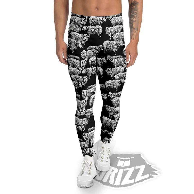 YEAR-End Clearance Sheep Doodle Print Pattern Men's Leggings