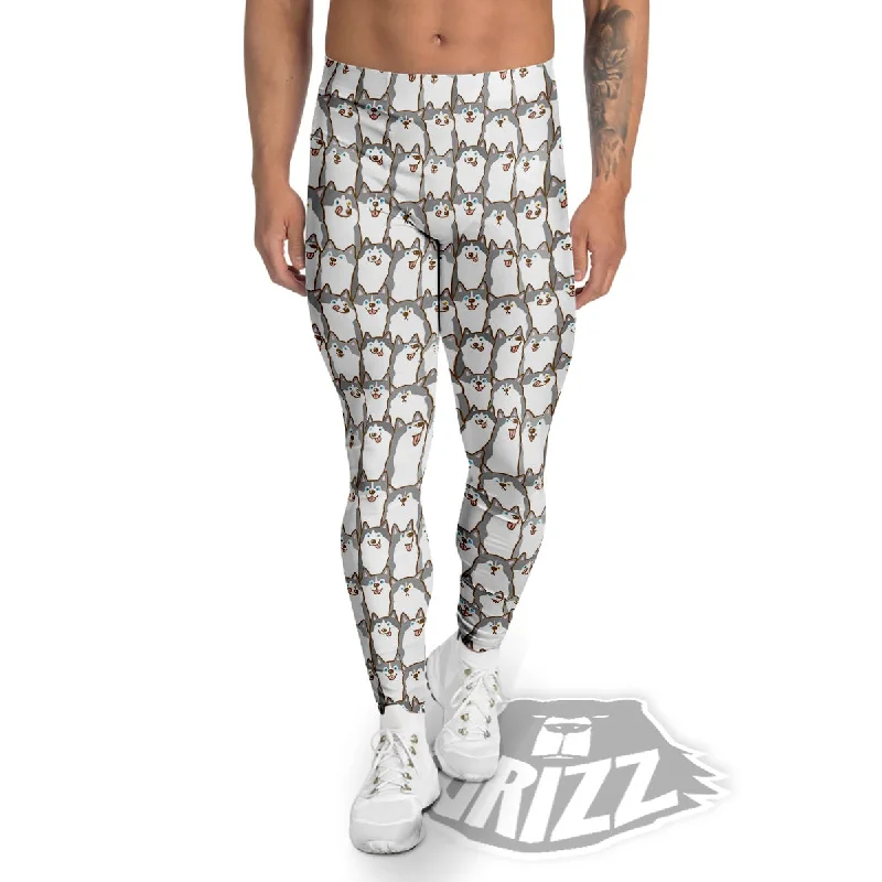 Super Deal Siberian Husky Cute Print Pattern Men's Leggings