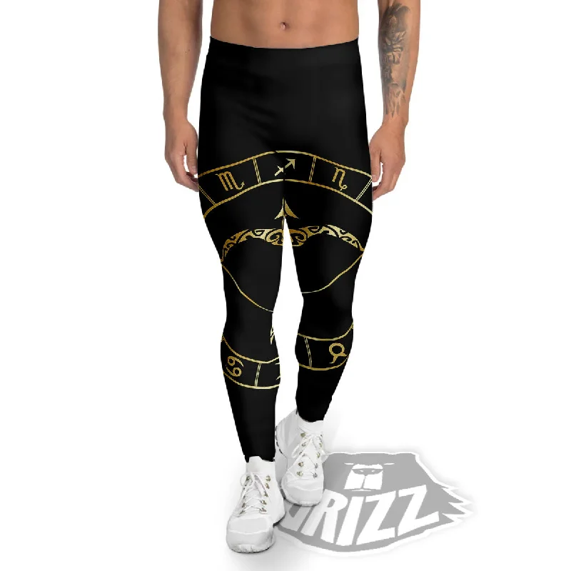 Savings Galore Sign Sagittarius Gold Print Men's Leggings