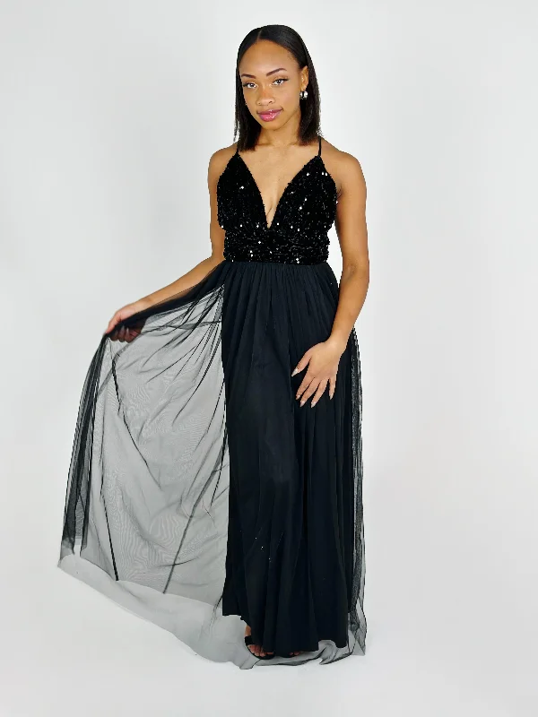 Buy Now Black Mesh Maxi Dress