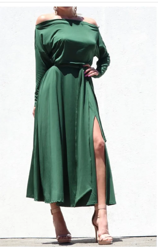 Price Drop Green One Shoulder Dress