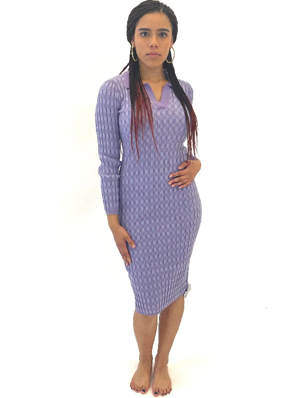 Value Deals Lavender Mosaic Pattern Sweater Dress