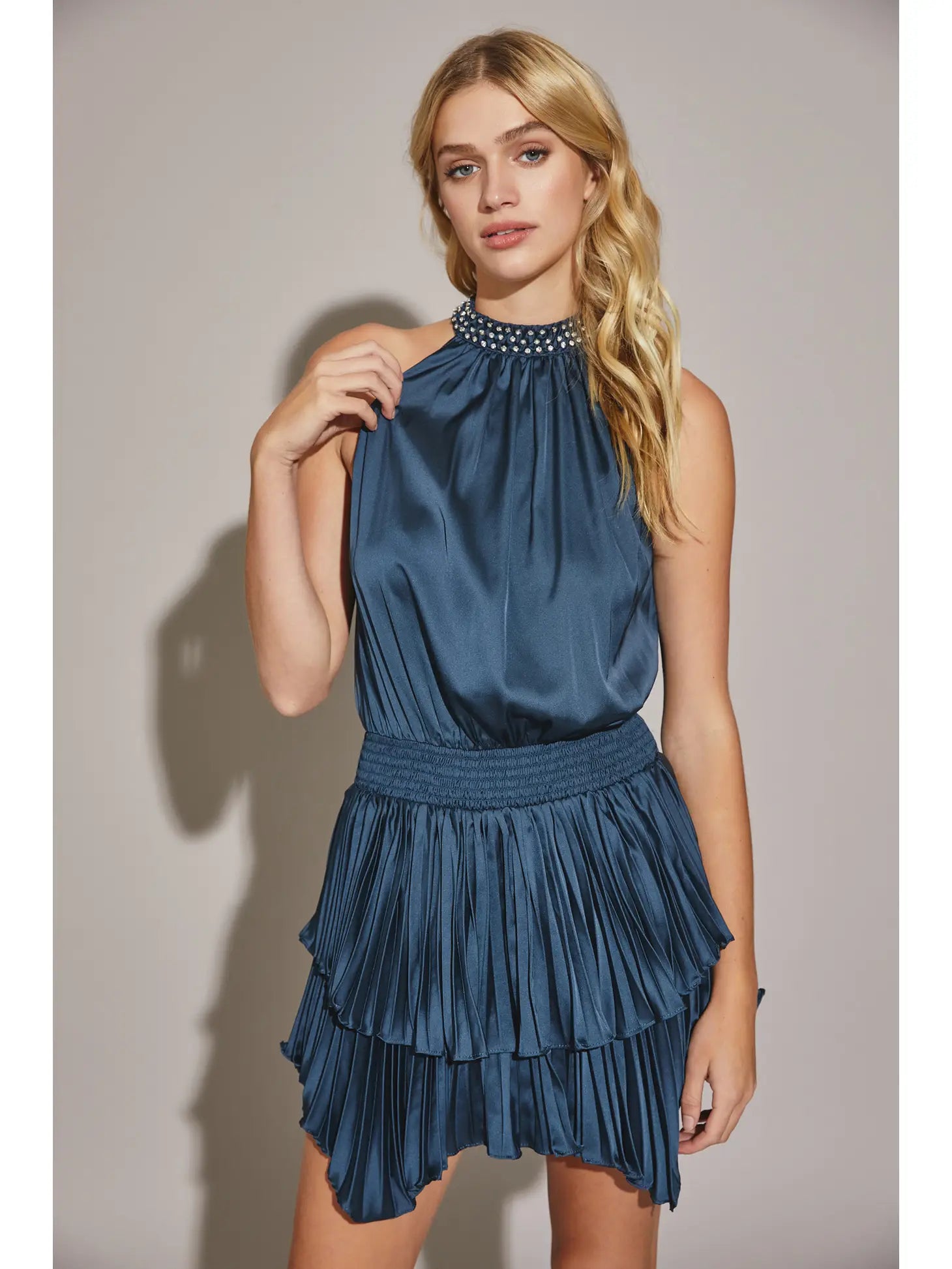 Sale Event MS Halter Neck Pleated Dress
