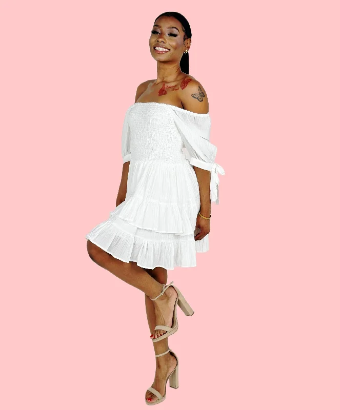 Special Discount Off White Woven Mini Dress