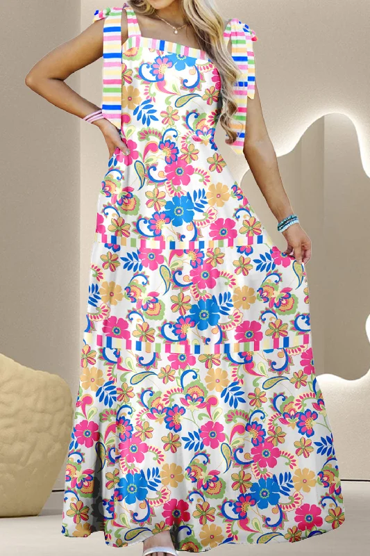Stock Clearance Vaile Tied Floral Sleeveless Maxi Dress